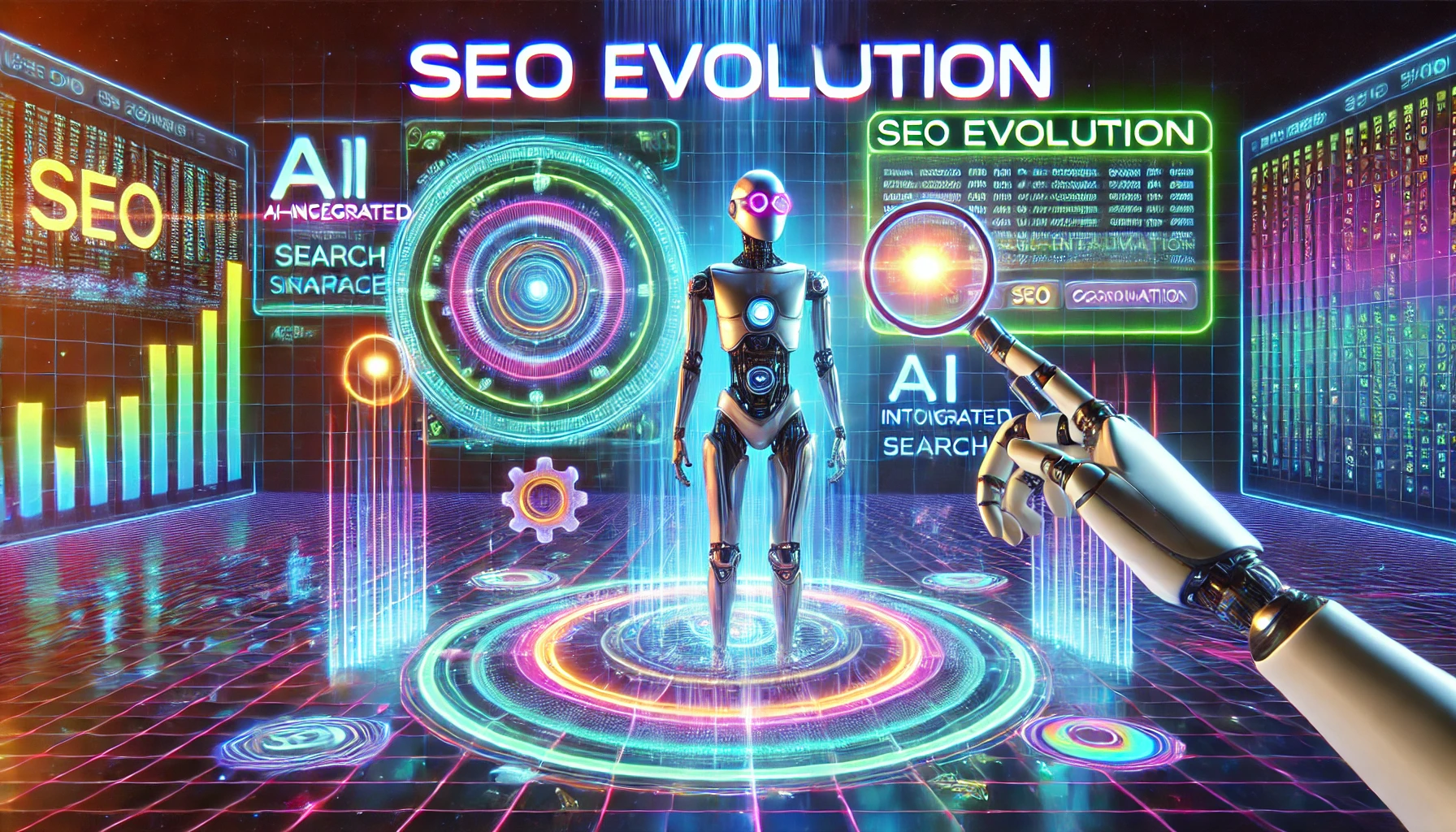 evoluzione della SEO con ChatGPT, Copilot, Gemini e Claude - androide potenziato